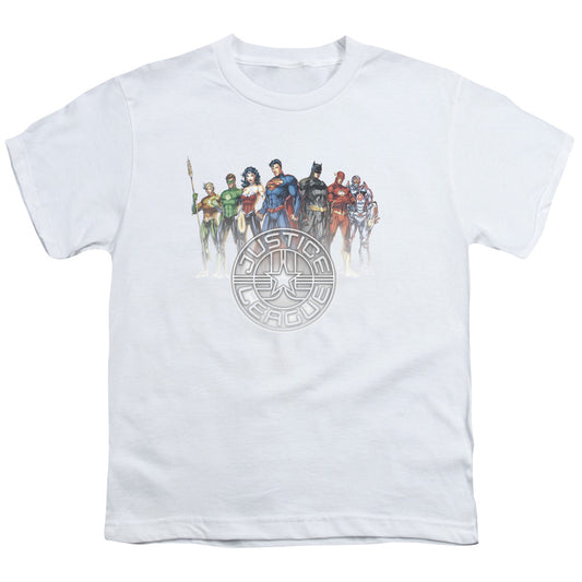 Justice League Circle Crest Kids Youth T Shirt White