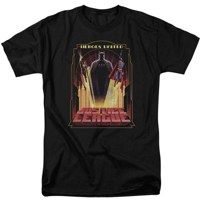 Justice League Of America Heroes United Mens T Shirt Black Officially Licensed