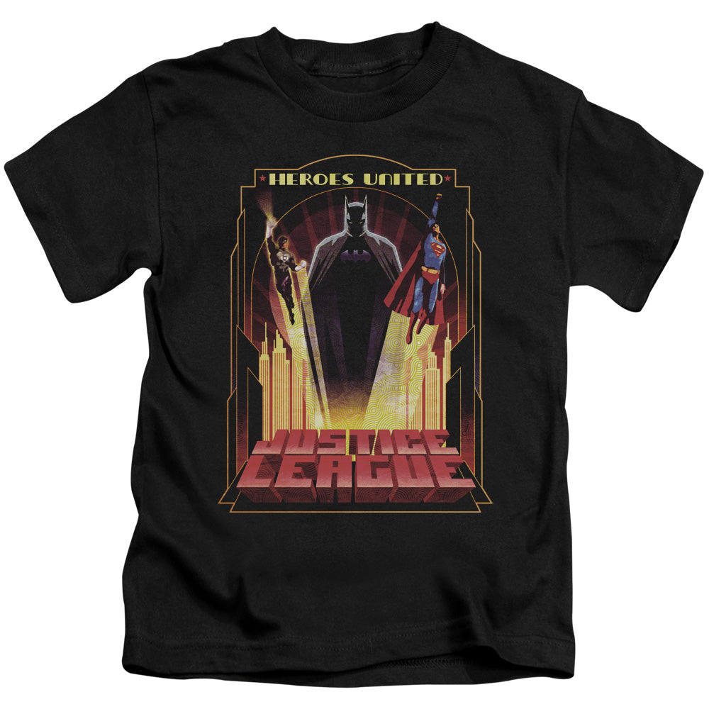 Justice League Heroes United Juvenile Kids Youth T Shirt Black 