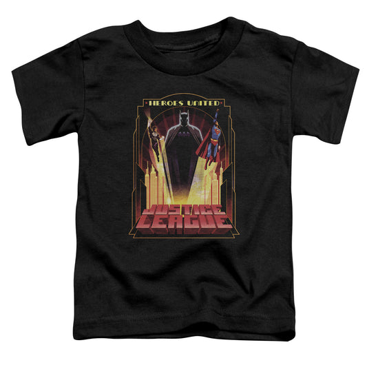 Justice League Heroes United Toddler Kids Youth T Shirt Black