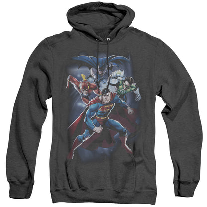 Justice League Of America Cosmic Crew Mens Heather Hoodie Black Officially Licensed