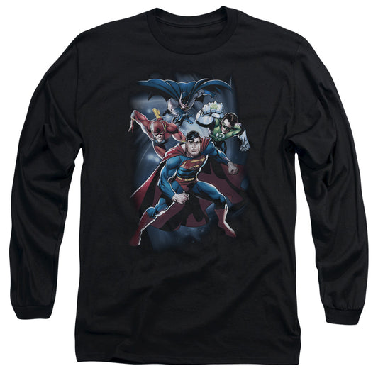 Justice League Coic Crew Mens Long Sleeve Shirt Black
