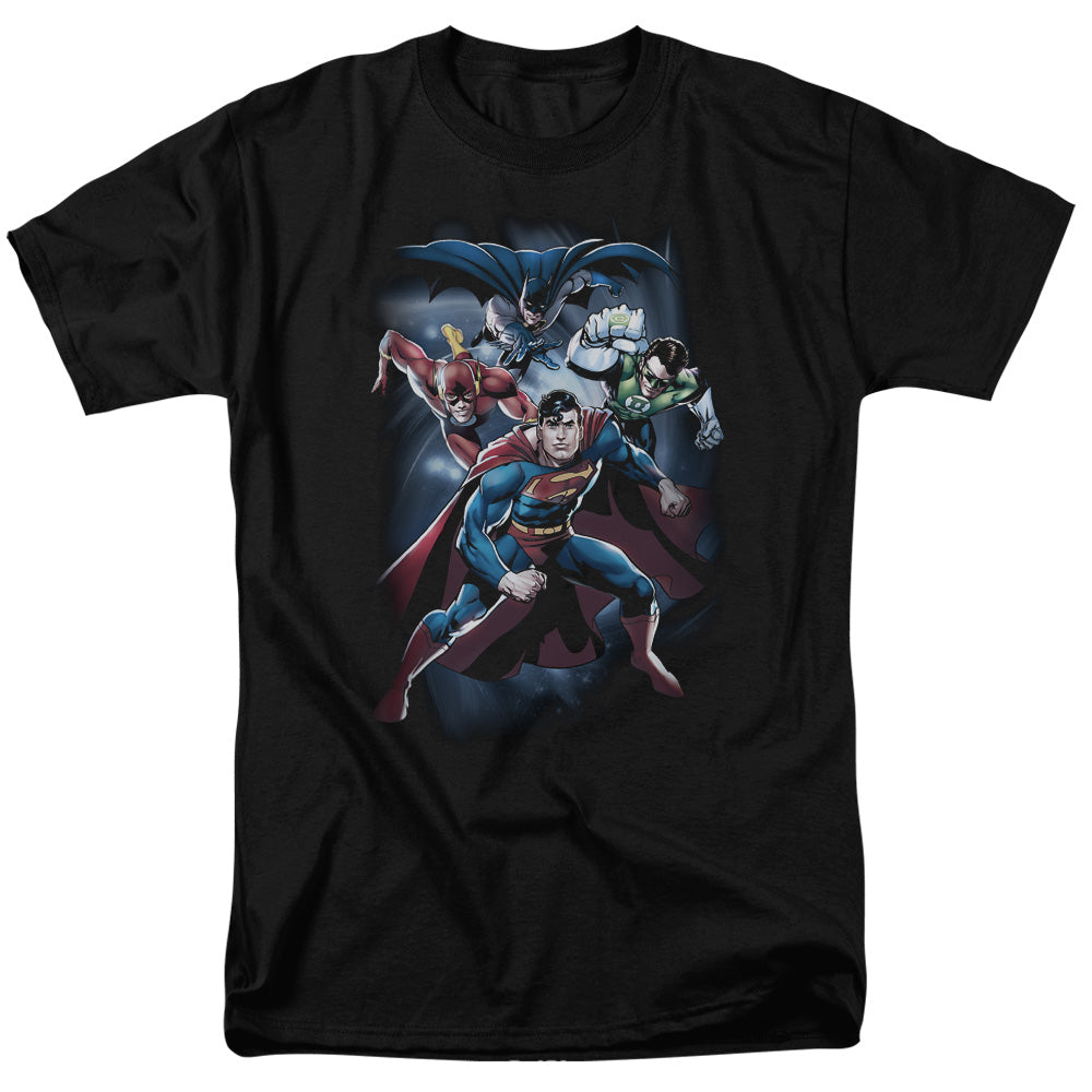 Justice League Coic Crew Mens T Shirt Black