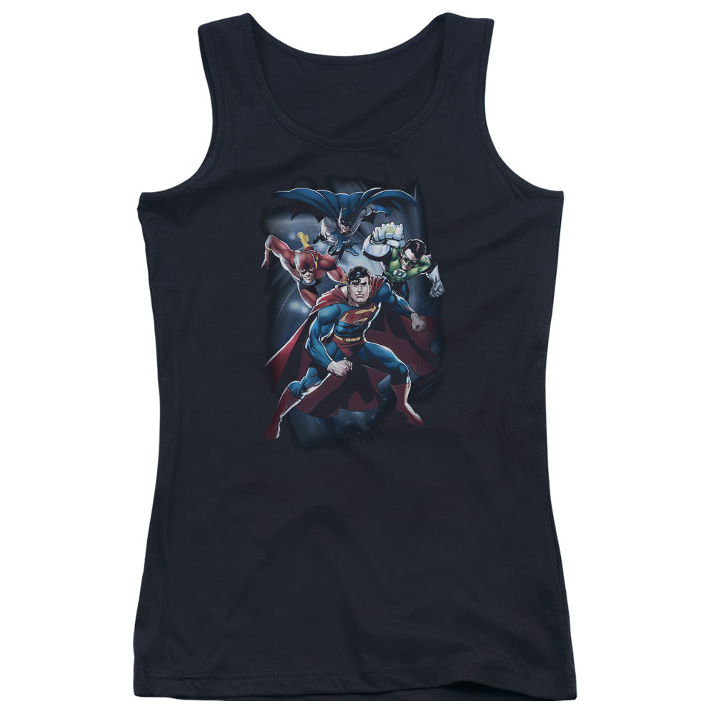 Justice League Coic Crew Womens Tank Top Shirt Black