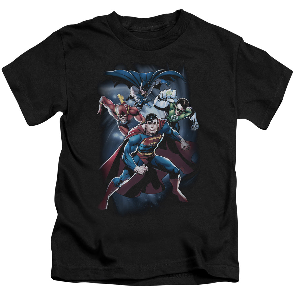 Justice League Coic Crew Juvenile Kids Youth T Shirt Black 
