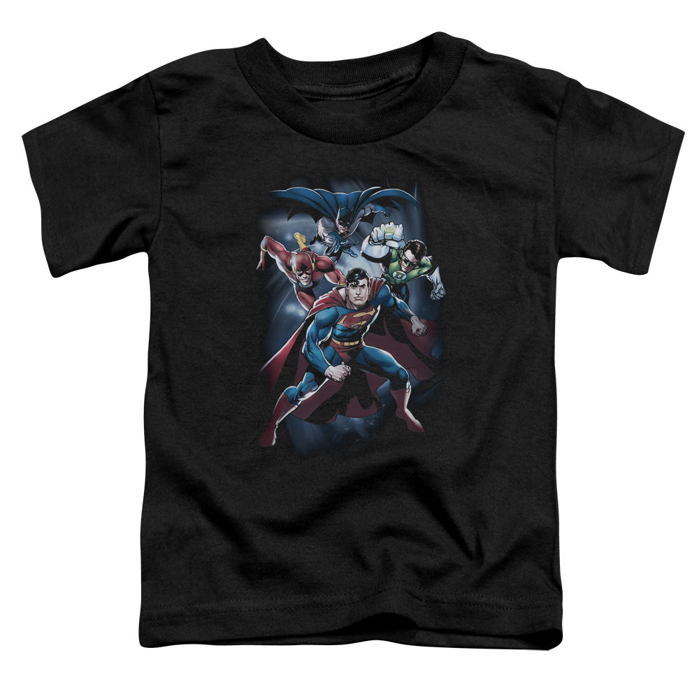 Justice League Coic Crew Toddler Kids Youth T Shirt Black