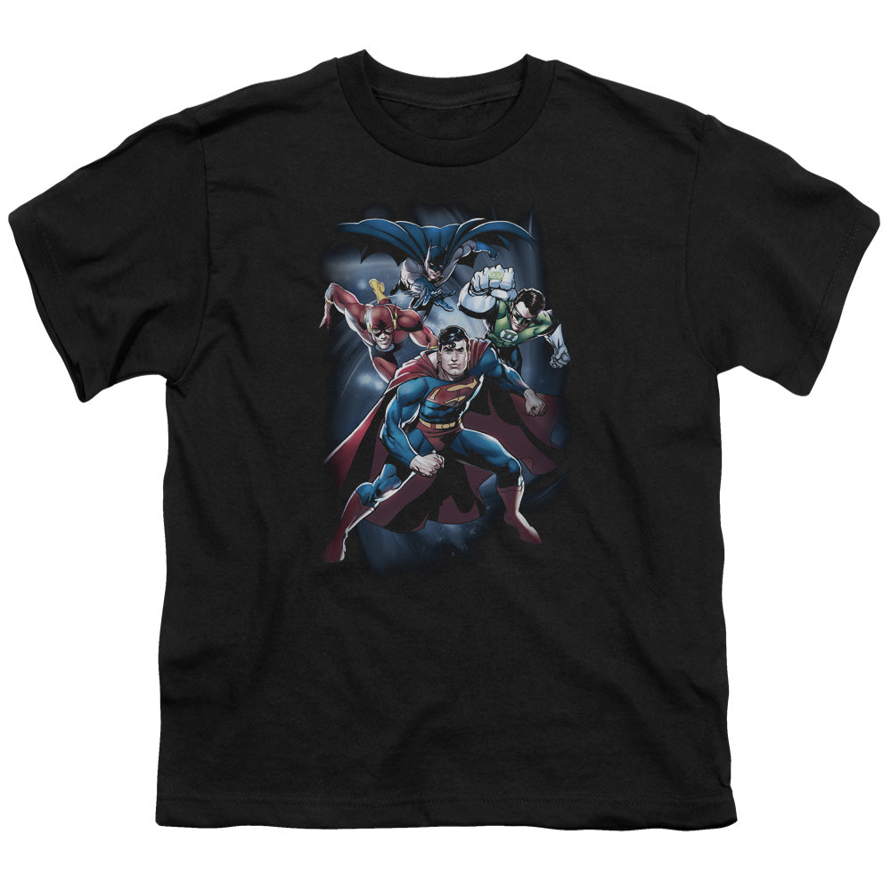 Justice League Coic Crew Kids Youth T Shirt Black