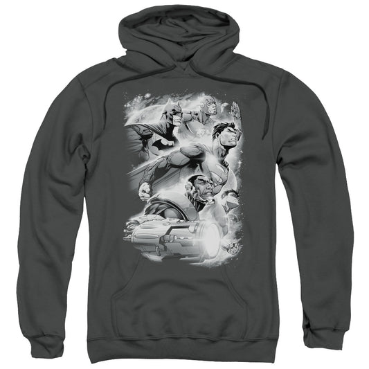 Justice League Atmospheric Mens Hoodie Charcoal
