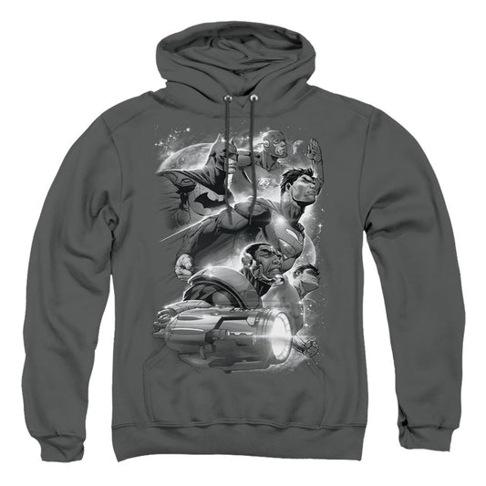 Justice League Of America Atmospheric Mens Hoodie Charcoal Officially Licensed
