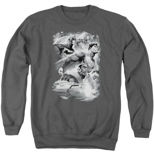 Justice League Atmospheric Mens Crewneck Sweatshirt Charcoal