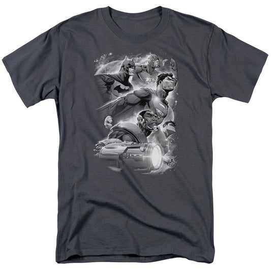 Justice League Atmospheric Mens T Shirt Charcoal