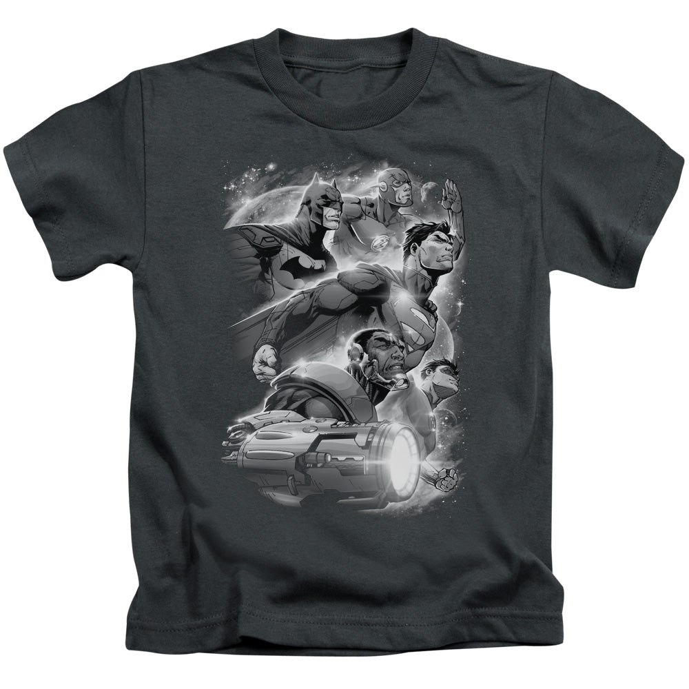 Justice League Atmospheric Juvenile Kids Youth T Shirt Charcoal 