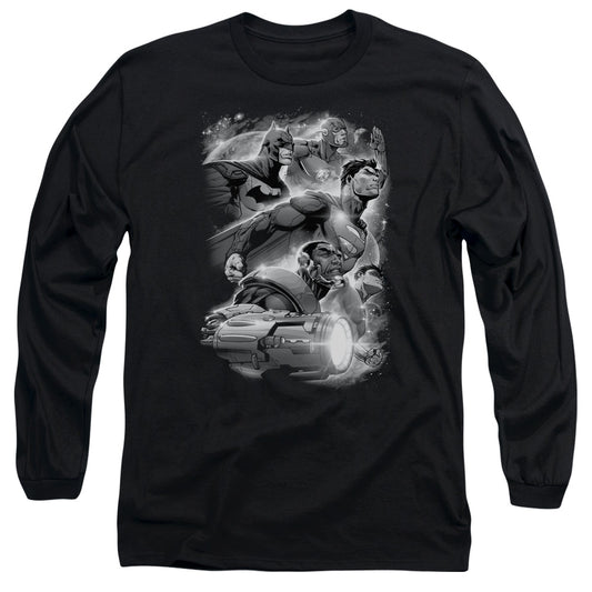 Justice League Atmospheric Mens Long Sleeve Shirt Black