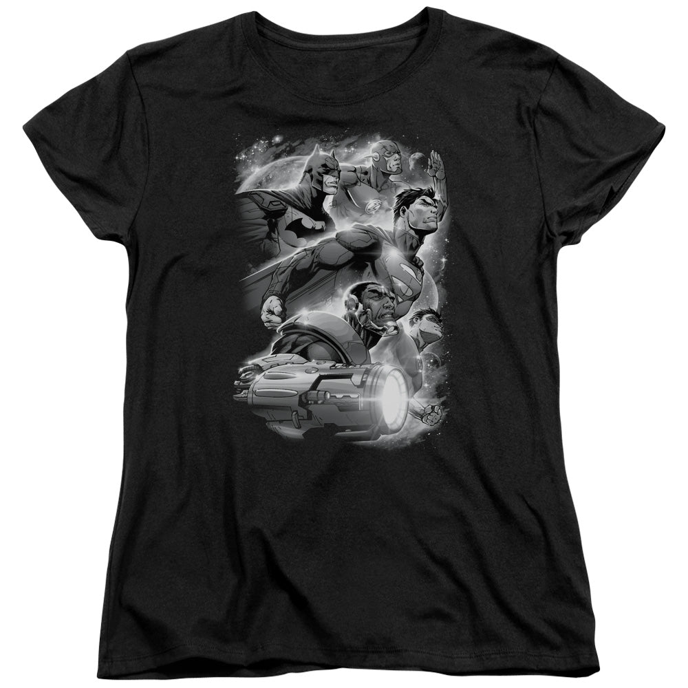 Justice League Atmospheric Womens T Shirt Black