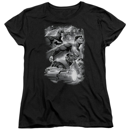 Justice League Atmospheric Womens T Shirt Black