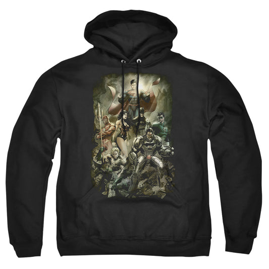Justice League Of America Aftermath Mens Hoodie Black Officially Licensed