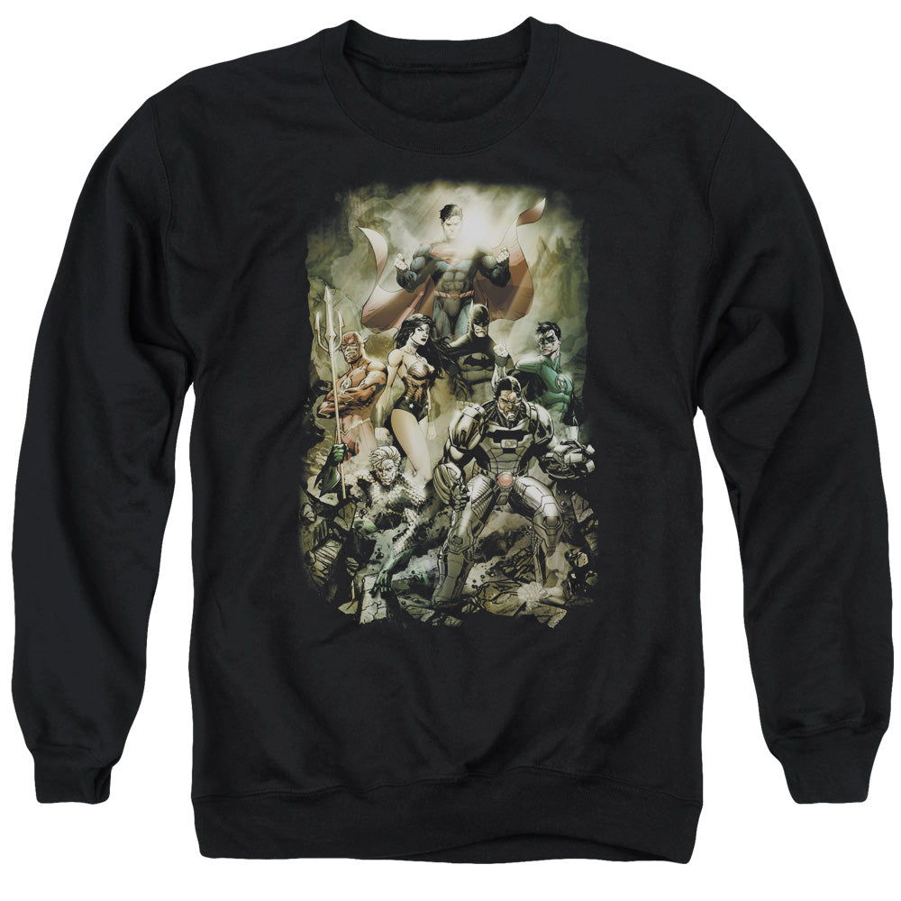 Justice League Aftermath Mens Crewneck Sweatshirt Black
