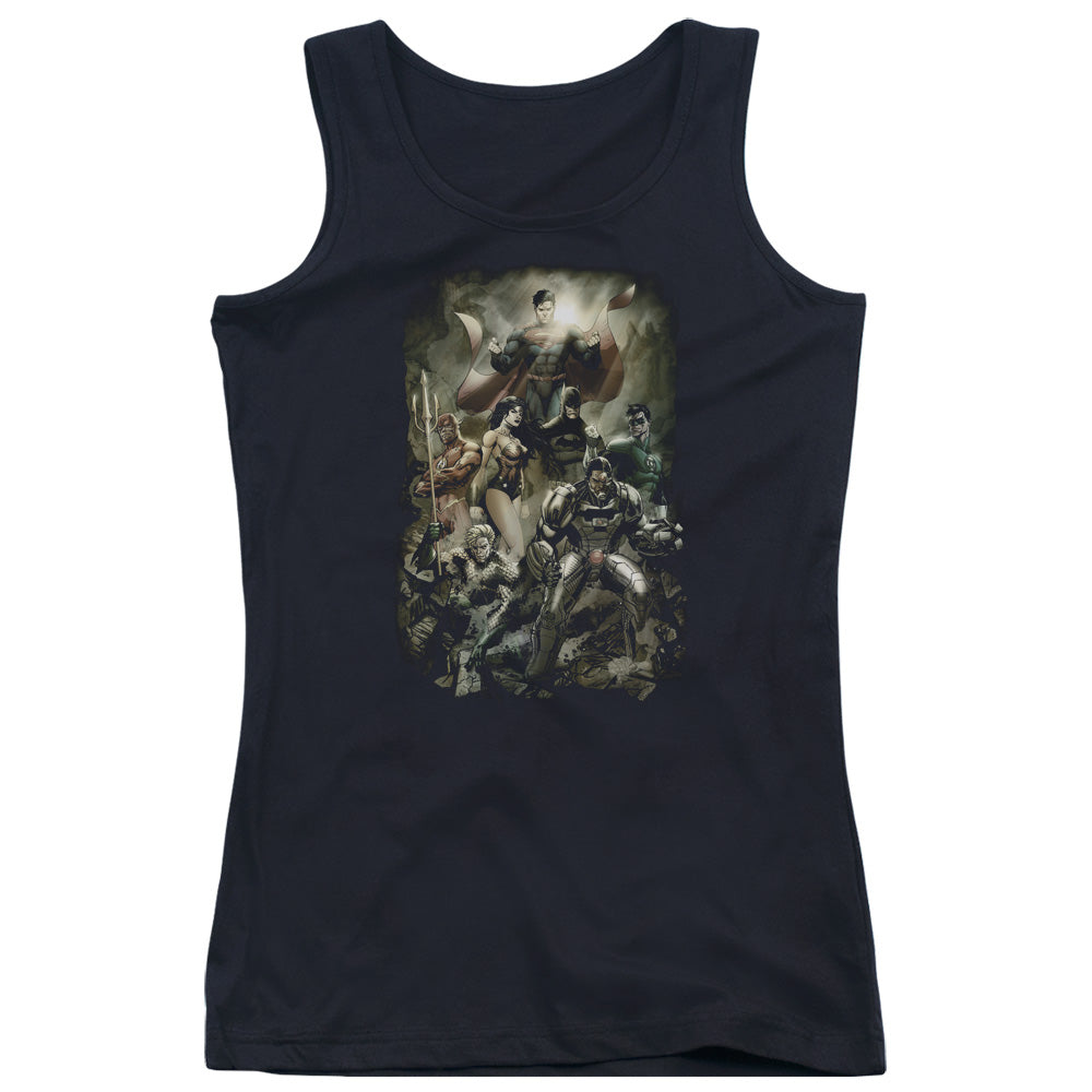 Justice League Aftermath Womens Tank Top Shirt Black