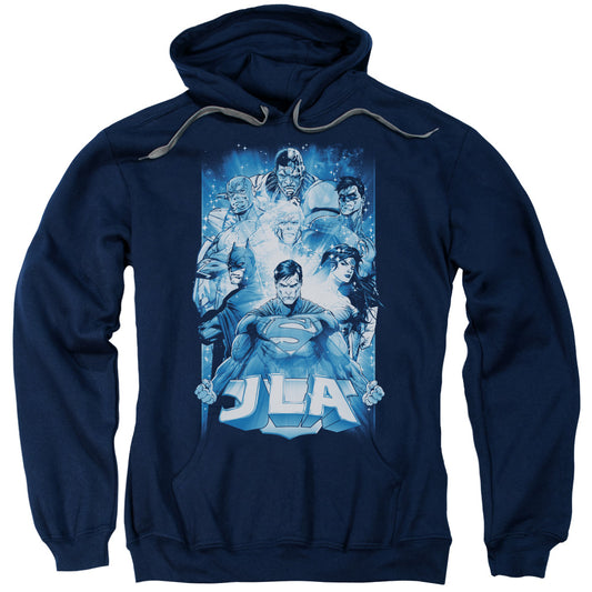 Justice League Burst Mens Hoodie Navy Blue