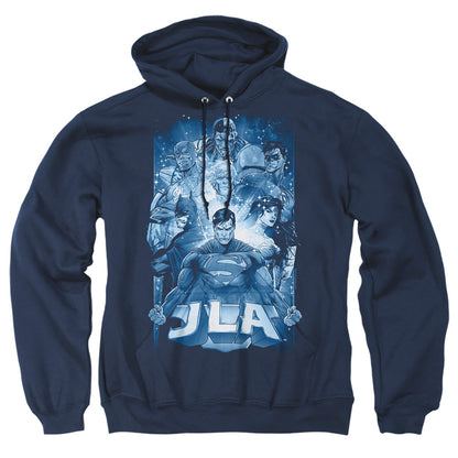 Justice League Of America Burst Mens Hoodie Navy Officially Licensed