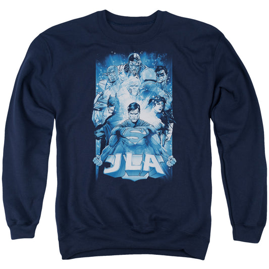Justice League Burst Mens Crewneck Sweatshirt Navy Blue