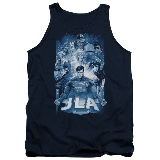 Justice League Burst Mens Tank Top Shirt Navy Blue