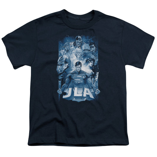 Justice League Burst Kids Youth T Shirt Navy Blue