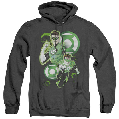 Justice League Of America Gl In Action Mens Heather Hoodie Black Officially Licensed