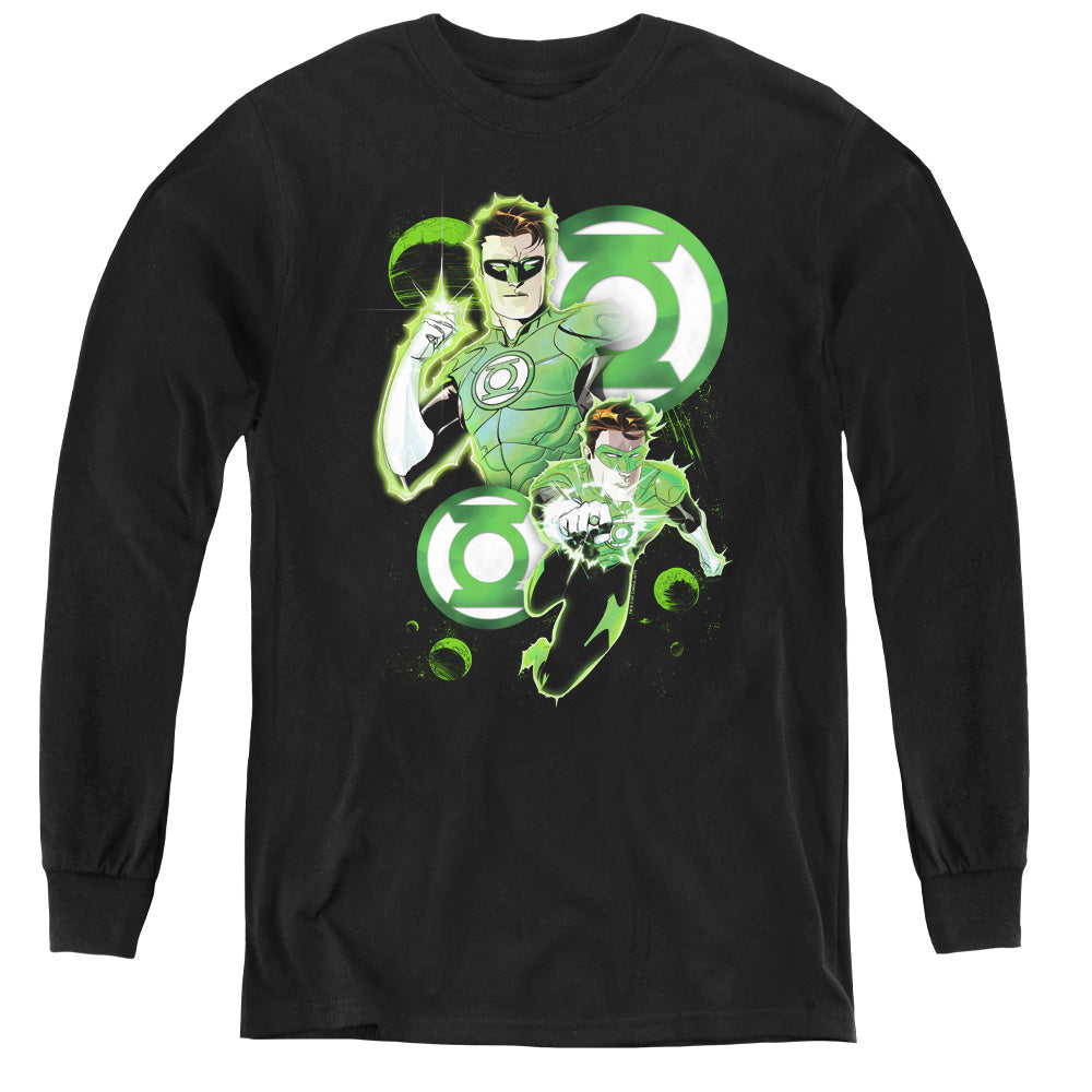 Justice League Gl in Action Long Sleeve Kids Youth T Shirt Black