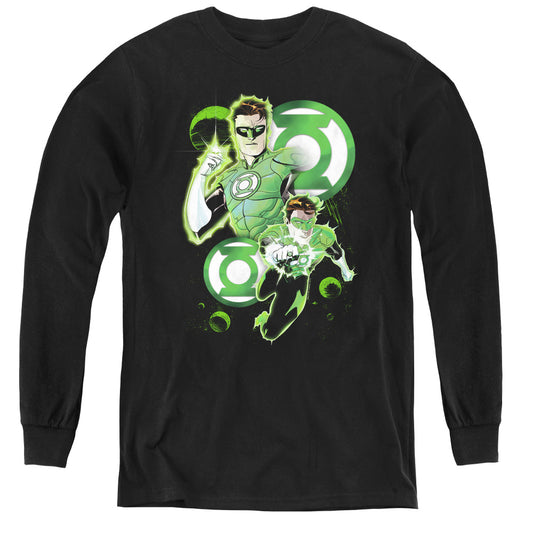 Justice League Gl in Action Long Sleeve Kids Youth T Shirt Black