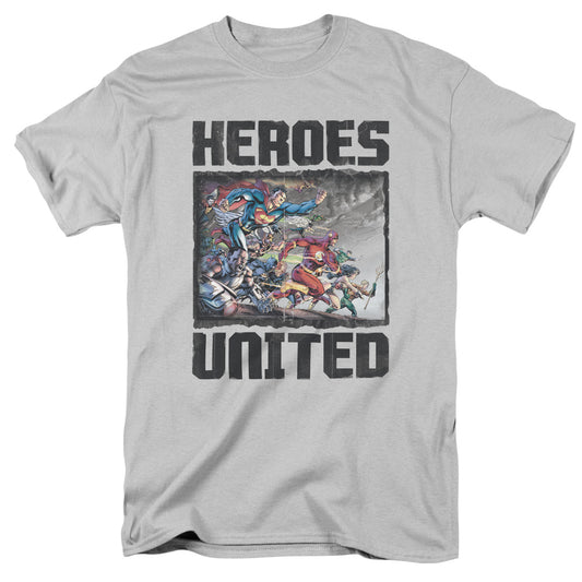 Justice League the Charge Mens T Shirt Silver