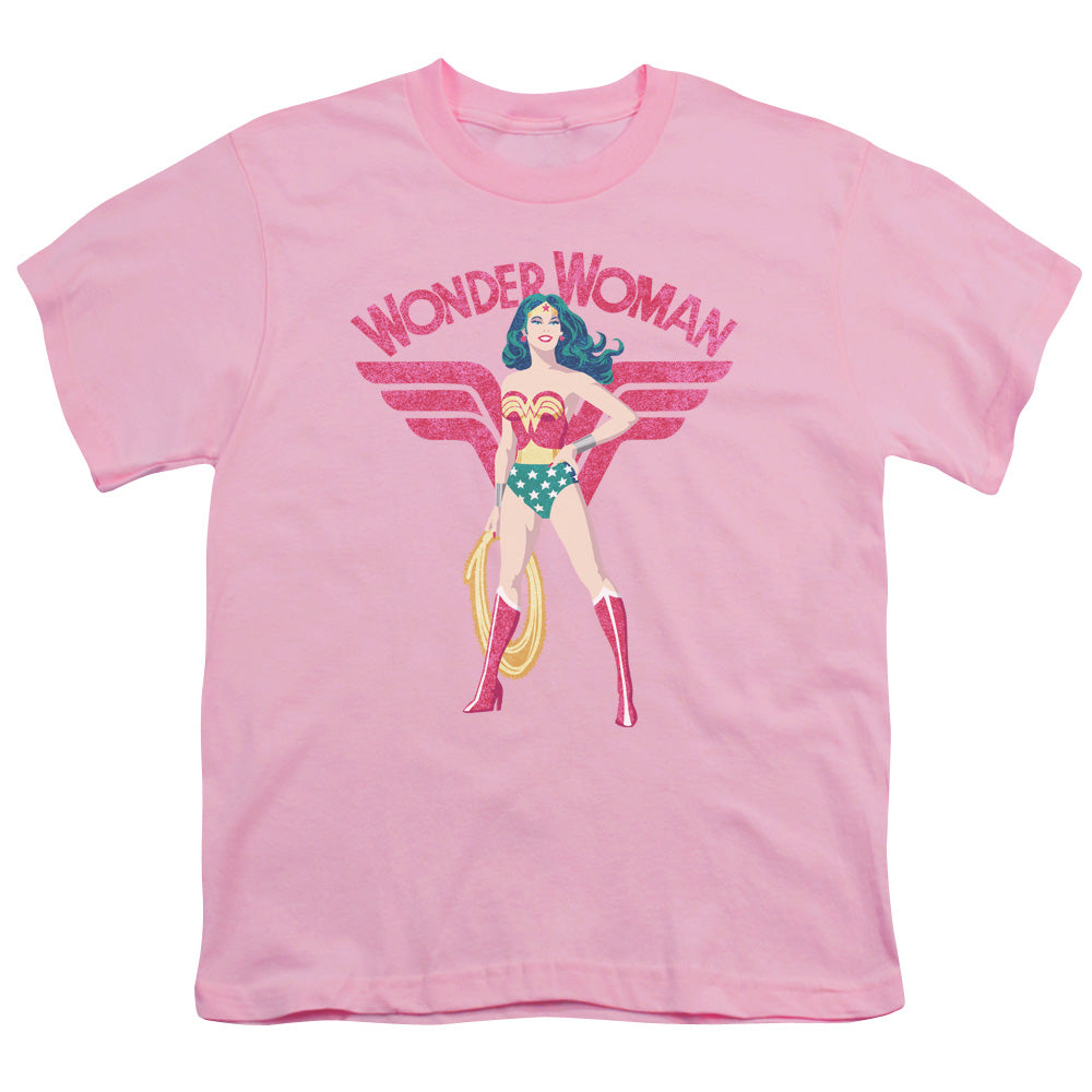 Justice League Ww Sparkle Kids Youth T Shirt Pink