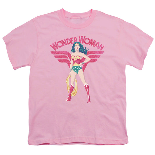 Justice League Ww Sparkle Kids Youth T Shirt Pink