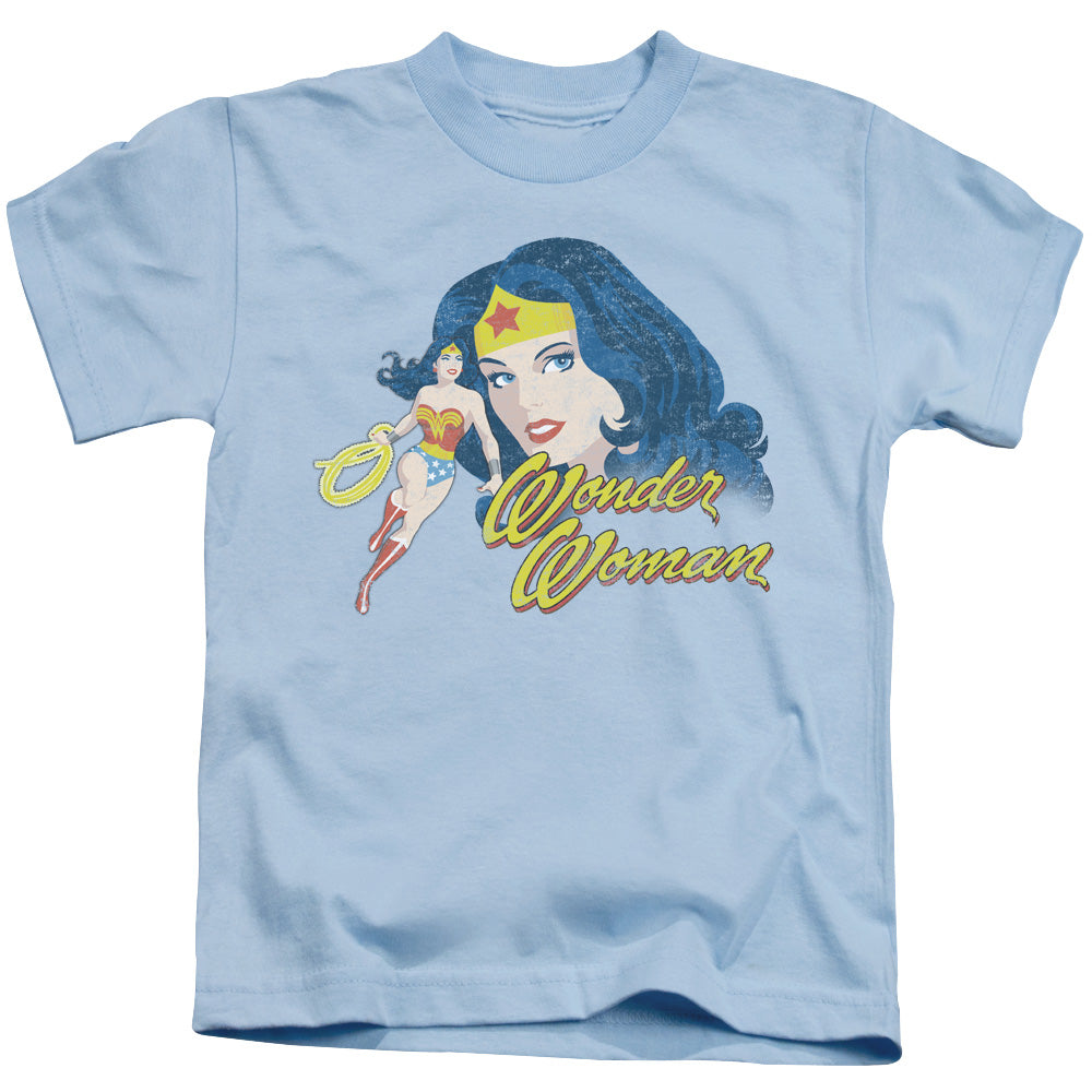 Justice League Portrait Juvenile Kids Youth T Shirt Light Blue 