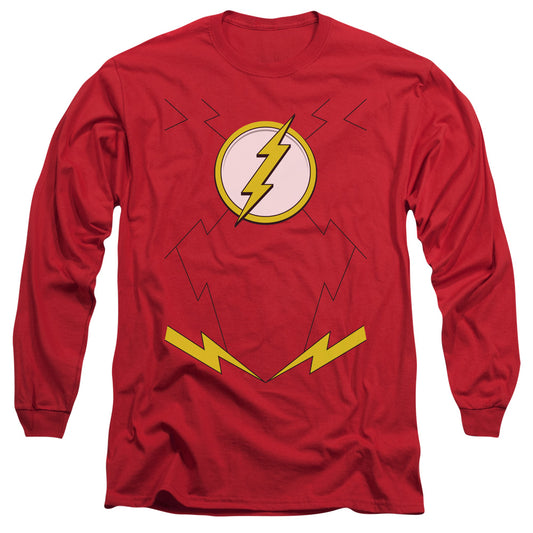 Justice League New Flash Uniform Mens Long Sleeve Shirt Red