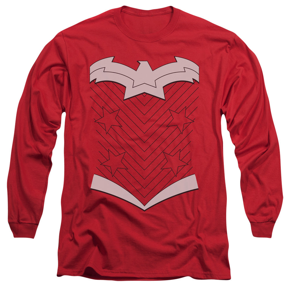 Justice League New Ww Uniform Mens Long Sleeve Shirt Red