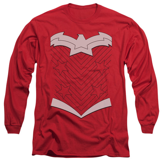 Justice League New Ww Uniform Mens Long Sleeve Shirt Red