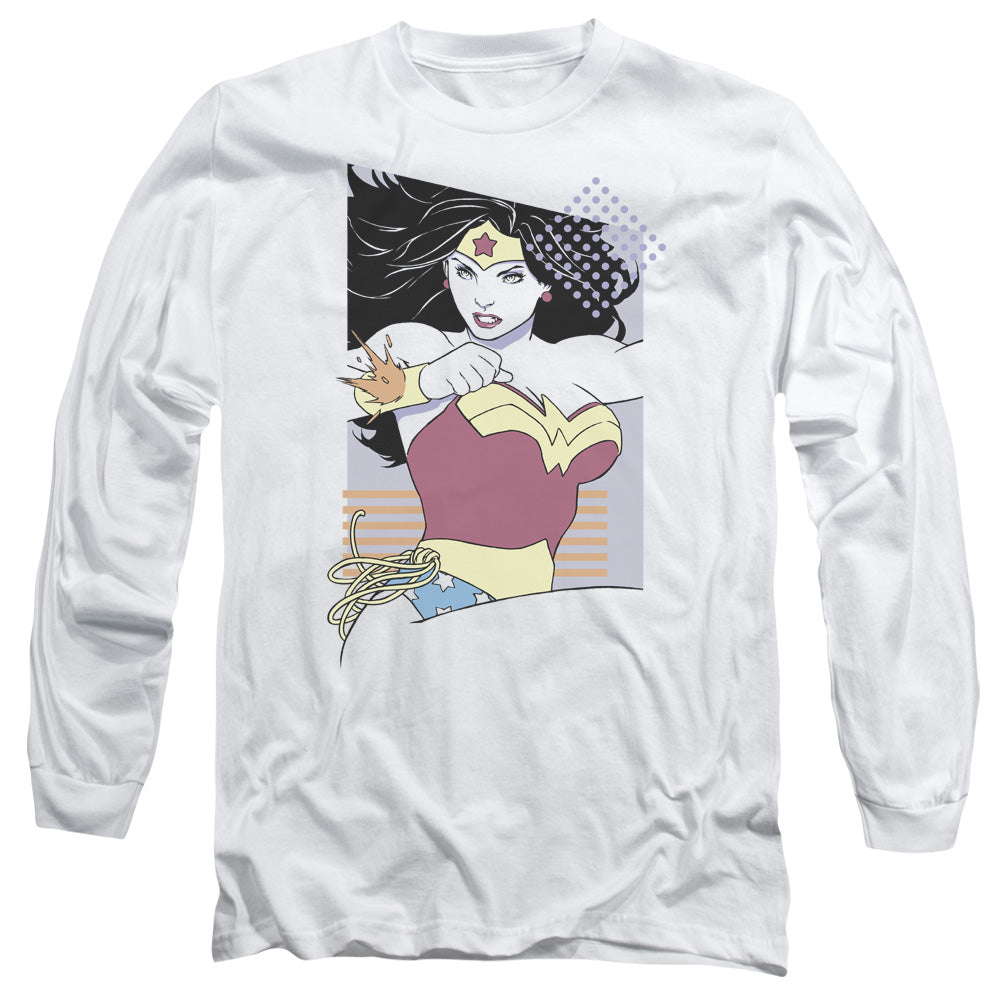 Justice League Ww 80s Minimal Mens Long Sleeve Shirt White
