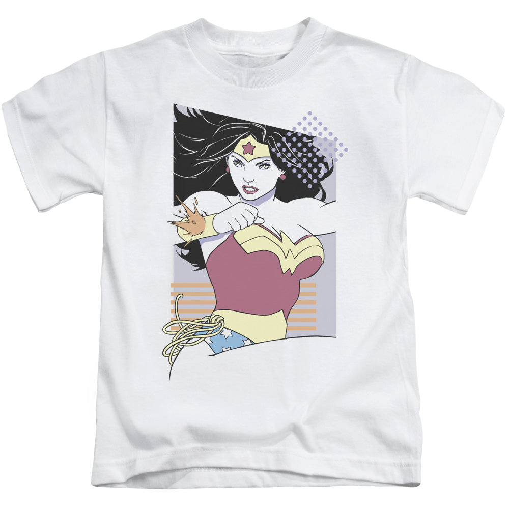 Justice League Ww 80s Minimal Juvenile Kids Youth T Shirt White 