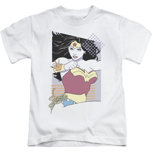 Justice League Ww 80s Minimal Juvenile Kids Youth T Shirt White 