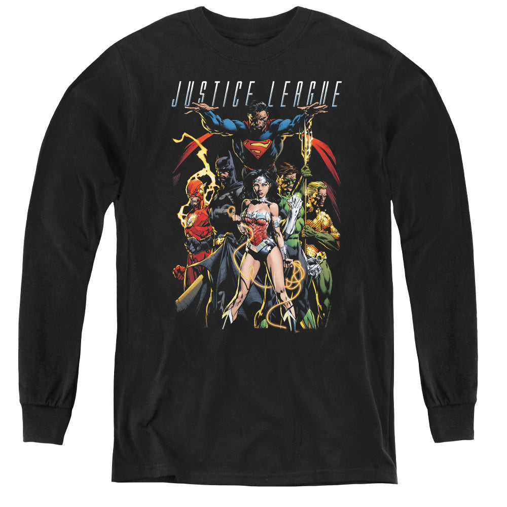 Justice League Dark Days Long Sleeve Kids Youth T Shirt Black