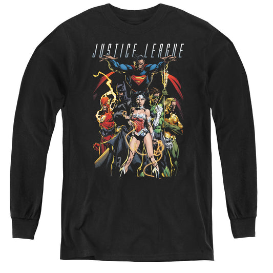 Justice League Dark Days Long Sleeve Kids Youth T Shirt Black