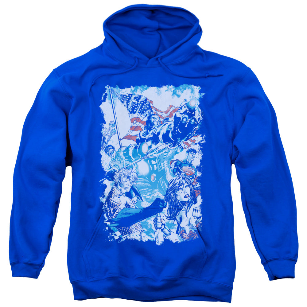 Justice League American Justice Mens Hoodie Royal Blue