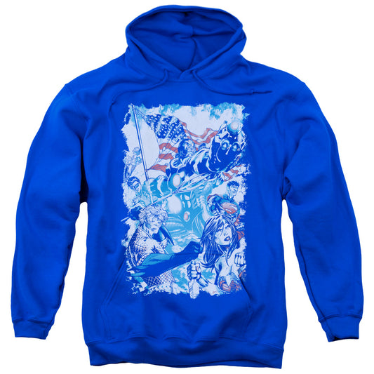 Justice League American Justice Mens Hoodie Royal Blue