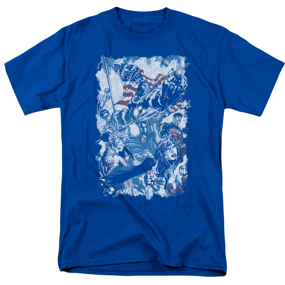 Justice League American Justice Mens T Shirt Royal Blue