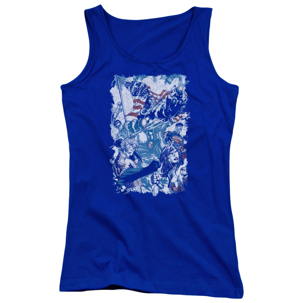 Justice League American Justice Womens Tank Top Shirt Royal Blue