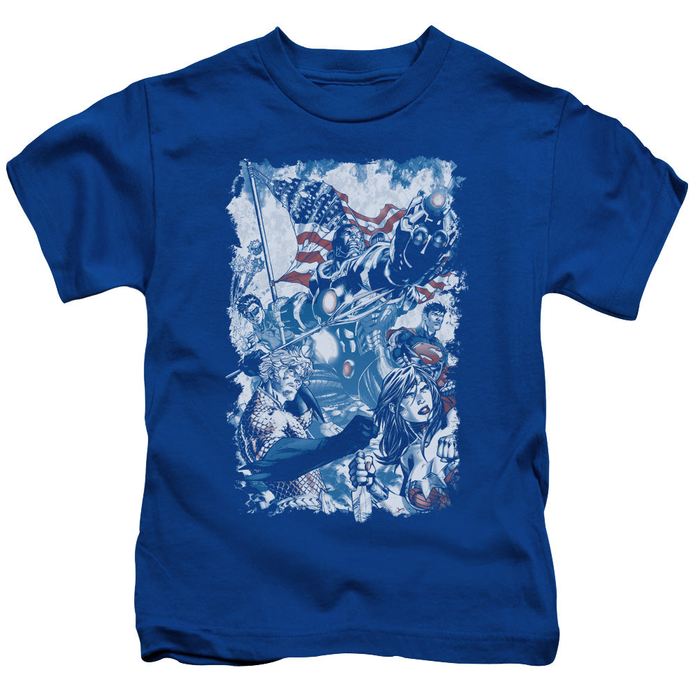 Justice League American Justice Juvenile Kids Youth T Shirt Royal Blue 