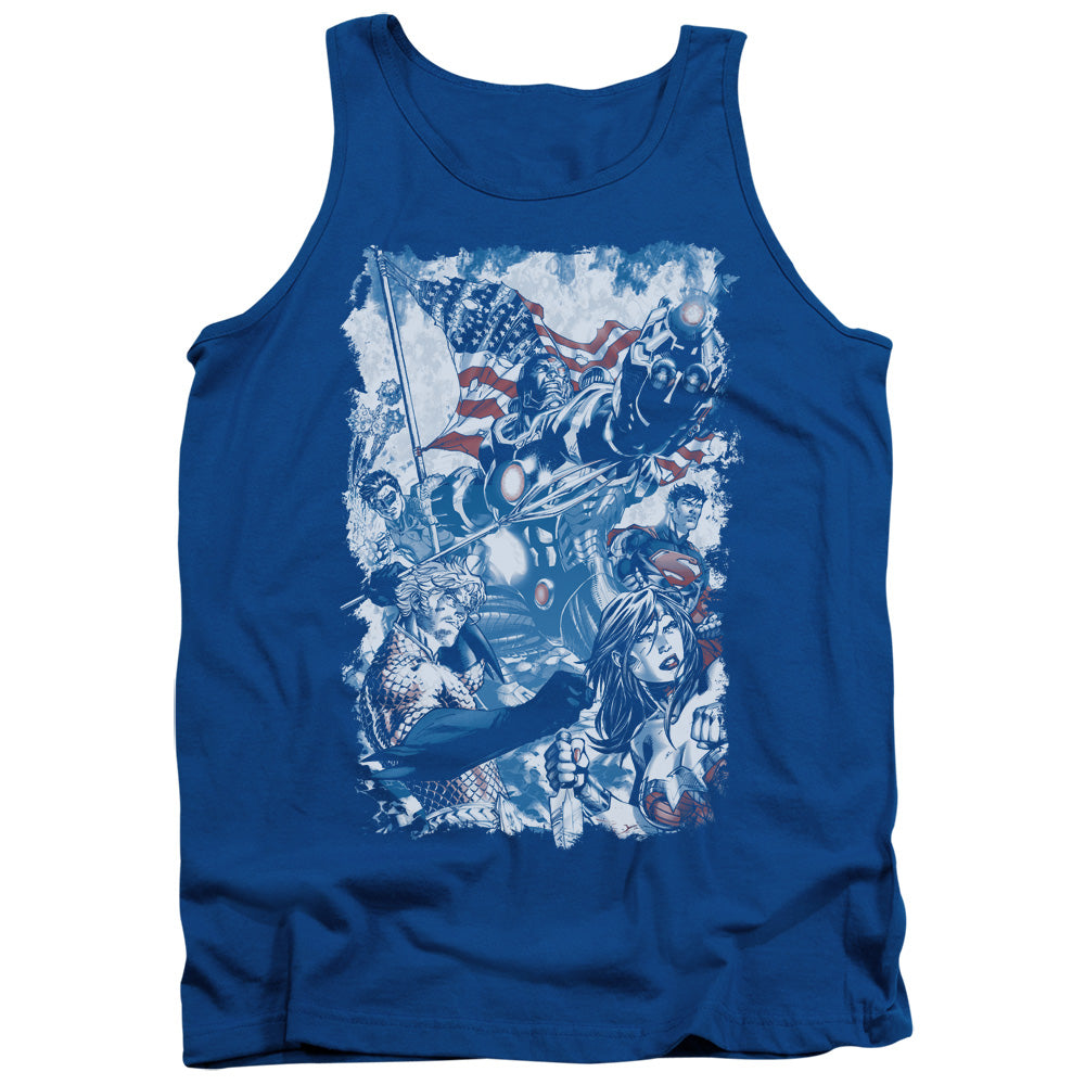 Justice League American Justice Mens Tank Top Shirt Royal Blue