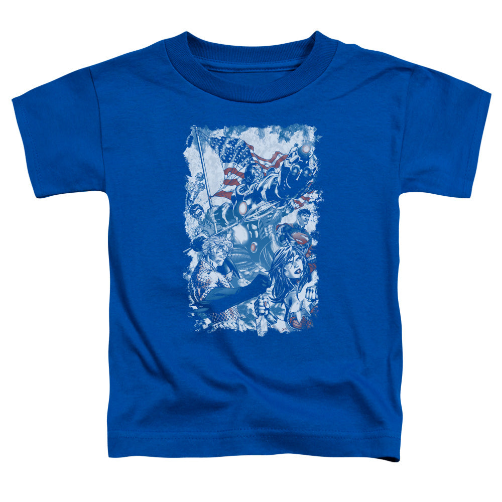 Justice League American Justice Toddler Kids Youth T Shirt Royal Blue