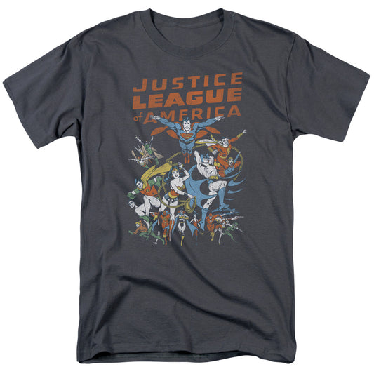 Justice League Big Group Mens T Shirt Charcoal
